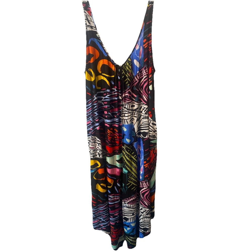 Jams World Honolulu Jumpsuit Romper Womens L Colorful Artsy Wide Leg Hippie Boho